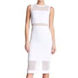 Alice + Olivia White Panel Mesh Dress